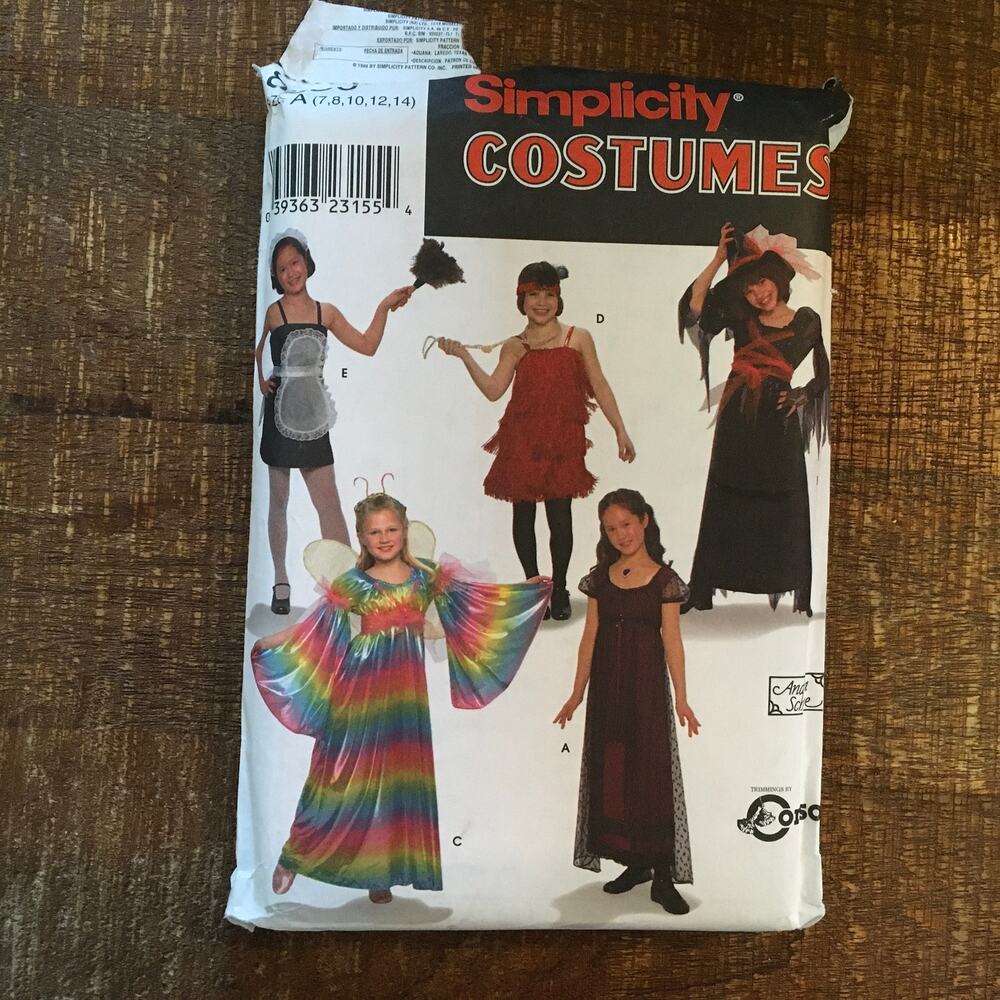 Simplicity Sewing Pattern 8830 Girls Halloween Costumes Dress Accessories UNCUT